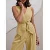 imageCicy Bell Womens 2 Piece Outfits Sleeveless Tie Waist Suit Vest and Wide Leg Pants Business Casual Blazer SetsKhaki