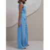 imageCicy Bell Womens 2 Piece Outfits Sleeveless Tie Waist Suit Vest and Wide Leg Pants Business Casual Blazer SetsLight Blue
