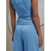 imageCicy Bell Womens 2 Piece Outfits Sleeveless Tie Waist Suit Vest and Wide Leg Pants Business Casual Blazer SetsLight Blue
