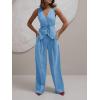 imageCicy Bell Womens 2 Piece Outfits Sleeveless Tie Waist Suit Vest and Wide Leg Pants Business Casual Blazer SetsLight Blue