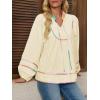 imageCicy Bell Womens Long Sleeve Peplum Tops Flowy Babydoll Blouses Cute Loose Fit V Neck ShirtsBeige