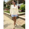 imageCicy Bell Womens Long Sleeve Peplum Tops Flowy Babydoll Blouses Cute Loose Fit V Neck ShirtsBeige