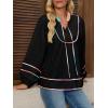 imageCicy Bell Womens Long Sleeve Peplum Tops Flowy Babydoll Blouses Cute Loose Fit V Neck ShirtsBlack