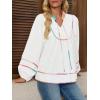 imageCicy Bell Womens Long Sleeve Peplum Tops Flowy Babydoll Blouses Cute Loose Fit V Neck ShirtsWhite