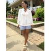 imageCicy Bell Womens Long Sleeve Peplum Tops Flowy Babydoll Blouses Cute Loose Fit V Neck ShirtsWhite