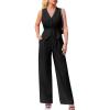 imageCicy Bell Womens 2 Piece Outfits Sleeveless Tie Waist Suit Vest and Wide Leg Pants Business Casual Blazer SetsBlack