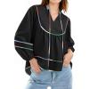 imageCicy Bell Womens Long Sleeve Peplum Tops Flowy Babydoll Blouses Cute Loose Fit V Neck ShirtsBlack