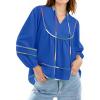 imageCicy Bell Womens Long Sleeve Peplum Tops Flowy Babydoll Blouses Cute Loose Fit V Neck ShirtsNavy