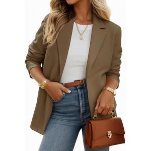 imageCicy Bell Womens Casual Knit Blazer Long Sleeve Open Front Blazers Stretchy Work Office Suit Jackets with PocketsDark Khaki