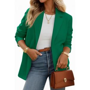 imageCicy Bell Womens Casual Knit Blazer Long Sleeve Open Front Blazers Stretchy Work Office Suit Jackets with PocketsGreen