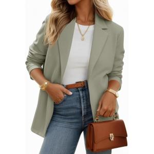 imageCicy Bell Womens Casual Knit Blazer Long Sleeve Open Front Blazers Stretchy Work Office Suit Jackets with PocketsGrey