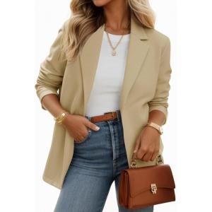 imageCicy Bell Womens Casual Knit Blazer Long Sleeve Open Front Blazers Stretchy Work Office Suit Jackets with PocketsKhaki