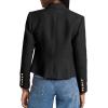 imageCicy Bell Women Cropped Tweed Blazer Jackets Lapel Open Front Long Sleeve Business Suit Jackets with PocketBlack