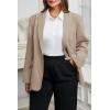imageCicy Bell Womens Plus Size Casual Blazers Lapel Long Sleeve Work Office Suit Jackets Open Front Curvy BlazersKhaki