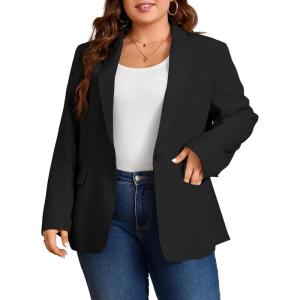 imageCicy Bell Womens Plus Size Casual Blazers Lapel Long Sleeve Work Office Suit Jackets Open Front Curvy BlazersBlack