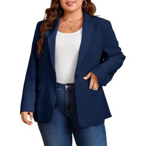imageCicy Bell Womens Plus Size Casual Blazers Lapel Long Sleeve Work Office Suit Jackets Open Front Curvy BlazersNavy