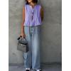 imageCicy Bell Womens Bow Front Tie Tank Tops Pleated Babydoll Top Sleeveless Cute Coquette Shirt Summer OutfitsLight Purple