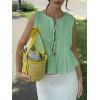 imageCicy Bell Womens Bow Front Tie Tank Tops Pleated Babydoll Top Sleeveless Cute Coquette Shirt Summer OutfitsMint Green