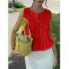 imageCicy Bell Womens Bow Front Tie Tank Tops Pleated Babydoll Top Sleeveless Cute Coquette Shirt Summer OutfitsRed