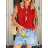 imageCicy Bell Womens Bow Front Tie Tank Tops Pleated Babydoll Top Sleeveless Cute Coquette Shirt Summer OutfitsRed