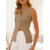 imageCicy Bell Womens Button Down Tank Tops Summer Sleeveless Vest Tops Trendy Ribbed Fitted Going Out ShirtsKhaki
