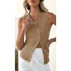 imageCicy Bell Womens Button Down Tank Tops Summer Sleeveless Vest Tops Trendy Ribbed Fitted Going Out ShirtsKhaki
