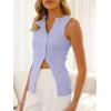 imageCicy Bell Womens Button Down Tank Tops Summer Sleeveless Vest Tops Trendy Ribbed Fitted Going Out ShirtsLight Purple
