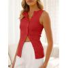imageCicy Bell Womens Button Down Tank Tops Summer Sleeveless Vest Tops Trendy Ribbed Fitted Going Out ShirtsRed
