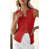 imageCicy Bell Womens Button Down Tank Tops Summer Sleeveless Vest Tops Trendy Ribbed Fitted Going Out ShirtsRed