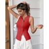 imageCicy Bell Womens Button Down Tank Tops Summer Sleeveless Vest Tops Trendy Ribbed Fitted Going Out ShirtsRed