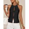imageCicy Bell Womens Crop Bow Halter Tank Tops Cute Backless Tie Front Cut Out Tops Keyhole Y2k Summer Sleeveless ShirtsBlack