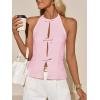 imageCicy Bell Womens Crop Bow Halter Tank Tops Cute Backless Tie Front Cut Out Tops Keyhole Y2k Summer Sleeveless ShirtsPink