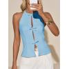 imageCicy Bell Womens Crop Bow Halter Tank Tops Cute Backless Tie Front Cut Out Tops Keyhole Y2k Summer Sleeveless ShirtsSky Blue