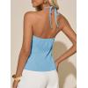 imageCicy Bell Womens Crop Bow Halter Tank Tops Cute Backless Tie Front Cut Out Tops Keyhole Y2k Summer Sleeveless ShirtsSky Blue