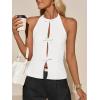 imageCicy Bell Womens Crop Bow Halter Tank Tops Cute Backless Tie Front Cut Out Tops Keyhole Y2k Summer Sleeveless ShirtsWhite