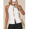 imageCicy Bell Womens Crop Bow Halter Tank Tops Cute Backless Tie Front Cut Out Tops Keyhole Y2k Summer Sleeveless ShirtsWhite
