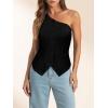 imageCicy Bell Womens One Shoulder Blazer Vest Summer Fitted Button Down Waistcoat Trendy Work Sleeveless Suit TopsBlack