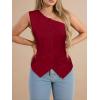 imageCicy Bell Womens One Shoulder Blazer Vest Summer Fitted Button Down Waistcoat Trendy Work Sleeveless Suit TopsBurgundy