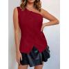 imageCicy Bell Womens One Shoulder Blazer Vest Summer Fitted Button Down Waistcoat Trendy Work Sleeveless Suit TopsBurgundy