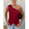 imageCicy Bell Womens One Shoulder Blazer Vest Summer Fitted Button Down Waistcoat Trendy Work Sleeveless Suit TopsBurgundy