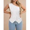 imageCicy Bell Womens One Shoulder Blazer Vest Summer Fitted Button Down Waistcoat Trendy Work Sleeveless Suit TopsWhite