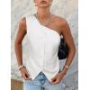 imageCicy Bell Womens One Shoulder Blazer Vest Summer Fitted Button Down Waistcoat Trendy Work Sleeveless Suit TopsWhite