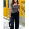imageCicy Bell Womens One Shoulder Tank Tops Summer Going Out Tops Ruched Asymmetrical Sleeveless ShirtsDark Grey