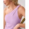 imageCicy Bell Womens One Shoulder Tank Tops Summer Going Out Tops Ruched Asymmetrical Sleeveless ShirtsLight Purple