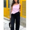 imageCicy Bell Womens One Shoulder Tank Tops Summer Going Out Tops Ruched Asymmetrical Sleeveless ShirtsLight Purple