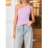 imageCicy Bell Womens One Shoulder Tank Tops Summer Going Out Tops Ruched Asymmetrical Sleeveless ShirtsLight Purple
