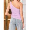 imageCicy Bell Womens One Shoulder Tank Tops Summer Going Out Tops Ruched Asymmetrical Sleeveless ShirtsLight Purple
