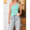 imageCicy Bell Womens One Shoulder Tank Tops Summer Going Out Tops Ruched Asymmetrical Sleeveless ShirtsMint Green