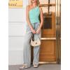 imageCicy Bell Womens One Shoulder Tank Tops Summer Going Out Tops Ruched Asymmetrical Sleeveless ShirtsMint Green