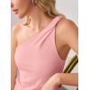 imageCicy Bell Womens One Shoulder Tank Tops Summer Going Out Tops Ruched Asymmetrical Sleeveless ShirtsPink